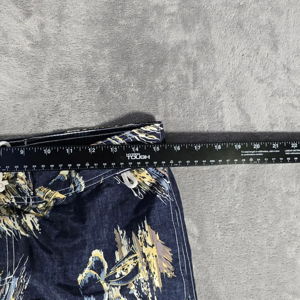 Lands' End‎ Men's Navy Fishing Print Swim Trunks Board Shorts Medium M